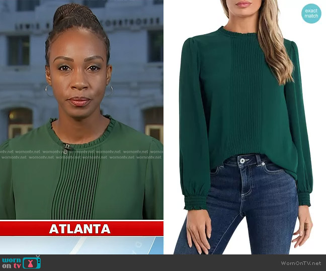 Cece Pintucked Smocked Cuff Chiffon Top worn by Blayne Alexander on Today