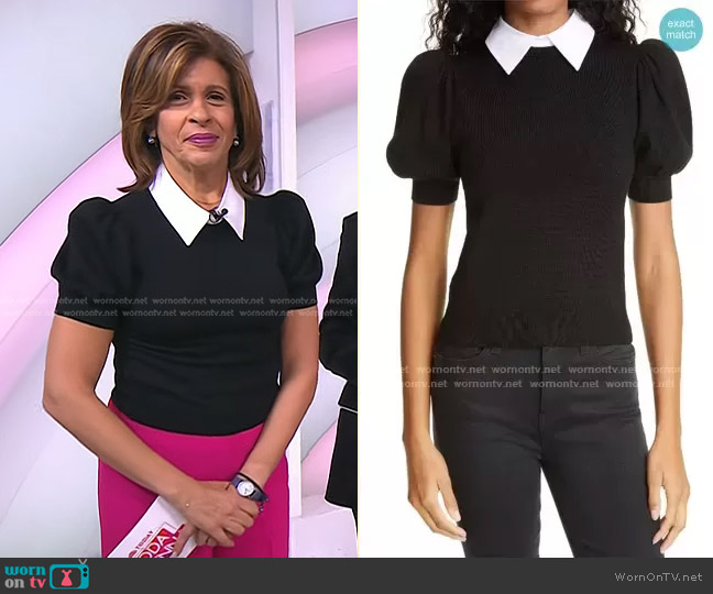 Alice + Olivia Chase Puff Sleeve Sweater with Removable Collar worn by Hoda Kotb on Today
