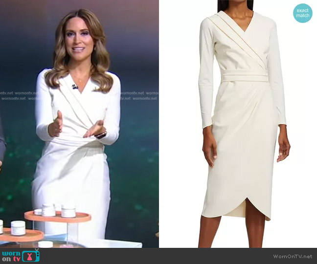 Chiara Boni La Petite Robe Jodene Pleated Wrap Midi Dress worn by Rhiannon Ally on Good Morning America