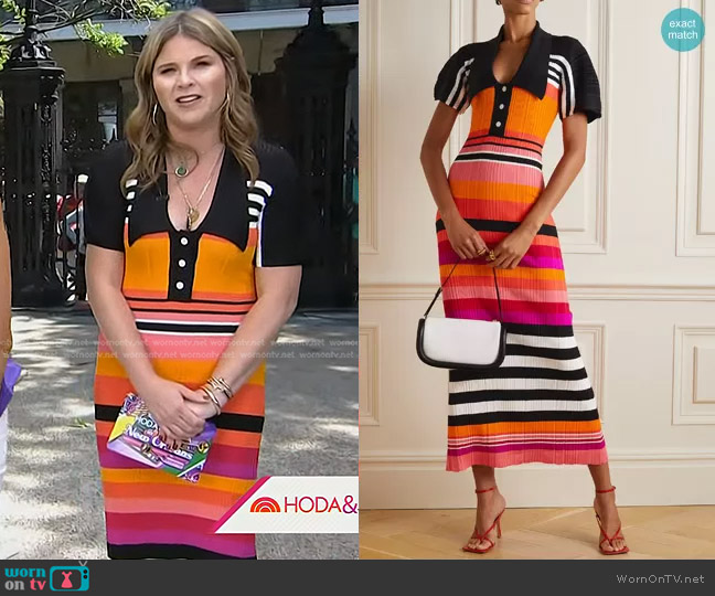 Christopher John Rogers Striped Ribbed-Knit Maxi Dress worn by Jenna Bush Hager on Today