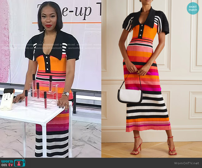 Christopher John Rogers Striped Ribbed-Knit Maxi Dress worn by Danielle Cadet on Today