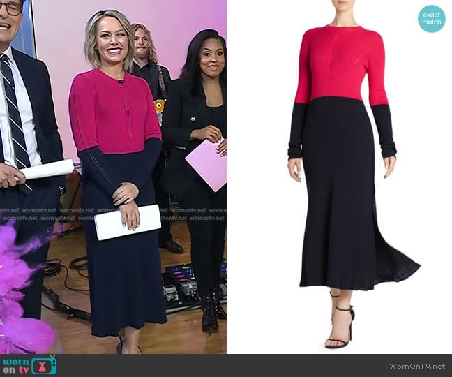 Cedric Charlier Colorblock Rib-Knit Dress worn by Dylan Dreyer on Today