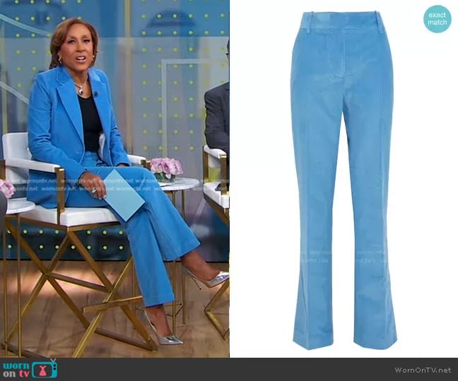 Cotton-Corduroy Straight-Leg Pants by Victoria Beckham worn by Robin Roberts on Good Morning America