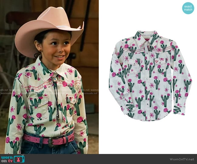 Cowgirl Hardware Girls Cactus Rose Snap Western Shirt worn by Liliana Bonilla (Liliana Bonilla) on Bunkd