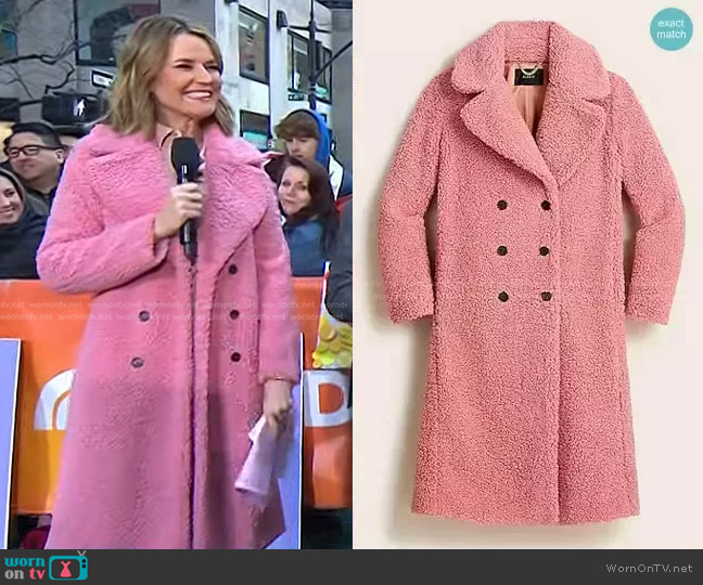 WornOnTV: Savannah’s pink double breasted teddy coat on Today ...