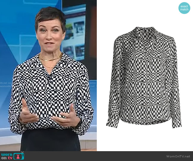 Elie Tahari Contorted Check Silk Blouse worn by Stephanie Gosk on Today