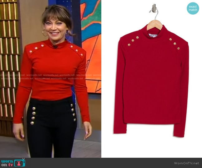 Walter Baker Ellis Top In Rouge worn by Ginger Zee on Good Morning America