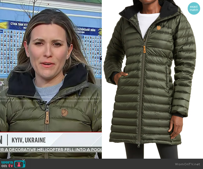Fjallraven Snowflake Long Down Parka worn by Erin McLaughlin on Today