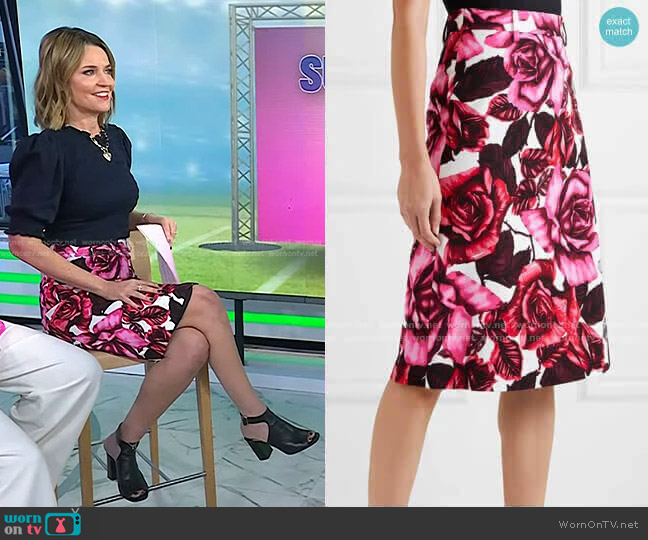 Prada Floral-Print Skirt worn by Savannah Guthrie on Today