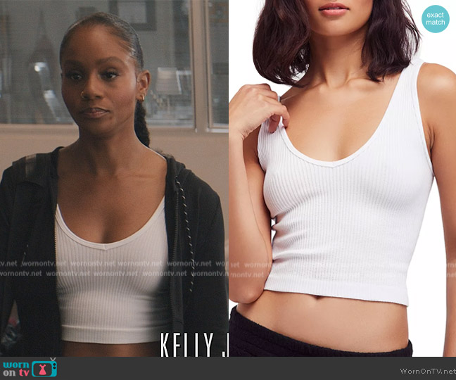 Free People Sleeveless Scoopneck Ribbed Cropped Tank worn by Simone (Geffri Hightower) on All American Homecoming