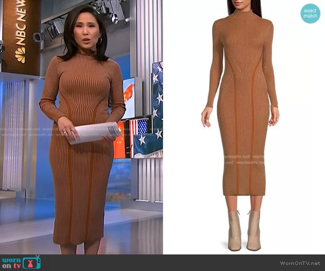 French Connection Simona Ribbed Dress worn by Vicky Nguyen on NBC News Daily