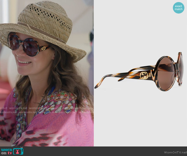 Gucci Round Frame Sunglasses worn by Julia Lemigova (Julia Lemigova) on The Real Housewives of Miami