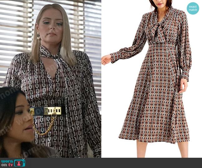 INC International Concepts Chain Printed Tie Front Midi Dress worn by Lexi (Lauren Ash) on Not Dead Yet