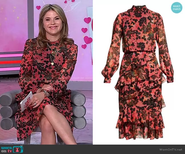 Saloni Isa Ruffle Dress in Laurel worn by Jenna Bush Hager on Today