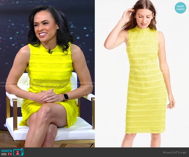 J. Crew Fringy Lace Dress worn by Linsey Davis on Good Morning America