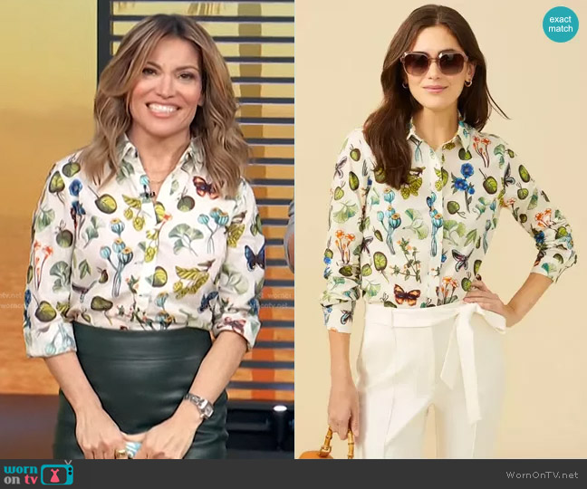 J.McLaughlin Lois Shirt in Mini Greenhouse worn by Kit Hoover on Access Hollywood