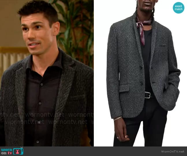 John Varvatos Penn Twist Cable Sweater Jacket worn by Dr. John Finnegan (Tanner Novlan) on The Bold and the Beautiful