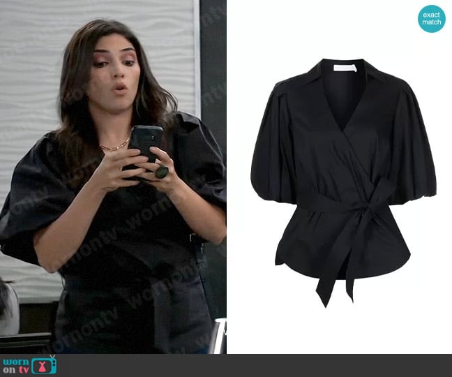 Jonathan Simkhai Waverly Top worn by Brook Lynn Quartermaine (Amanda Setton) on General Hospital