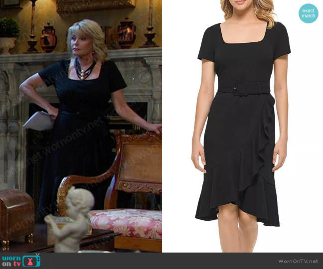 Karl Lagerfeld Belted Scuba Crepe Dress worn by Bonnie Lockhart (Judi Evans) on Days of our Lives
