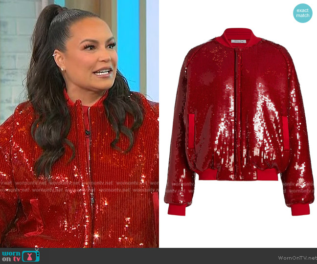 LaQuan Smith Sequined Bomber Jacket worn by Angie Martinez on Sherri