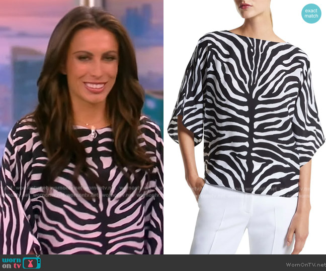 Michael Kors Nikki Silk Zebra Print Top worn by Alyssa Farah Griffin on The View