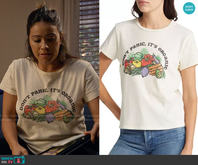 Mother The Lil Goodie Goodie in Don't Panic it's Organic Tee worn by Nell Serrano (Gina Rodriguez) on Not Dead Yet