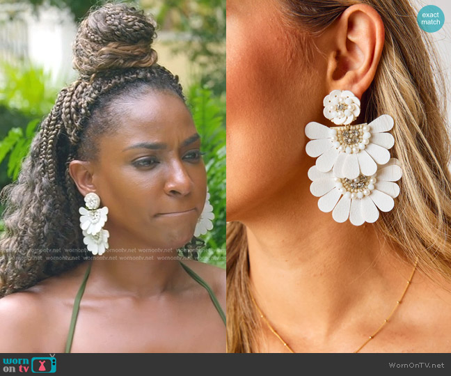 Buddy Love Natalie Statement Earring- White worn by Guerdy Abraira (Guerdy Abraira) on The Real Housewives of Miami