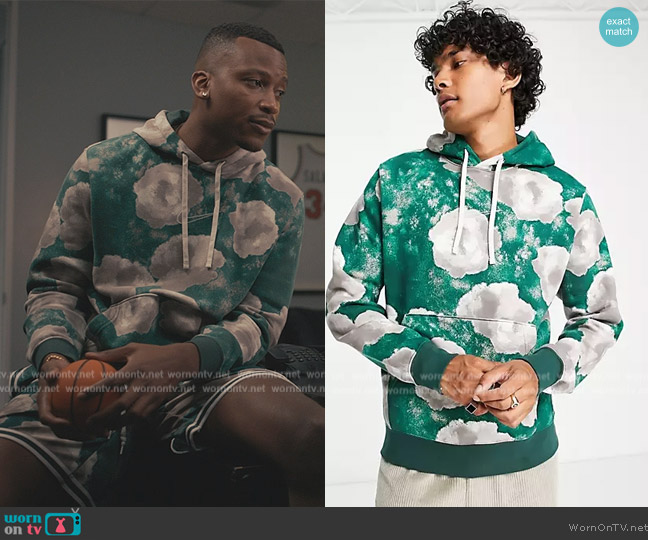 Nike Floral all over burnout print hoodie in green