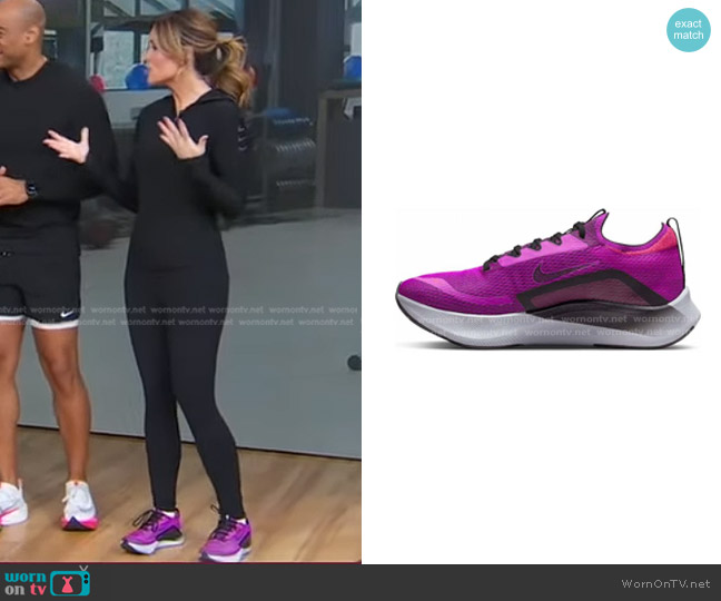 Nike Running Zoom Fly 4 Sneakers in Hyper Violet worn by Rhiannon Ally on Good Morning America