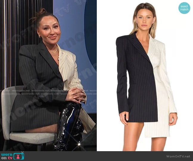 Off-White Pinstripe Formal Dress worn by Adrienne Houghton on E! News