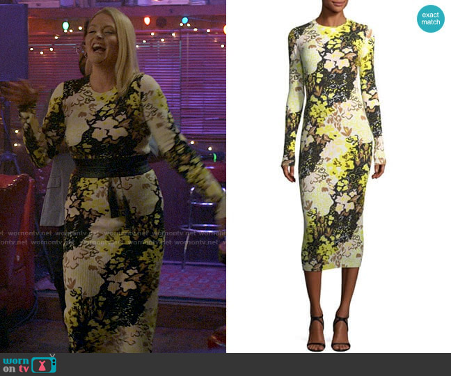 Opening Ceremony Floral-Print Long-Sleeve Rib-Knit Midi Dress worn by Lexi (Lauren Ash) on Not Dead Yet