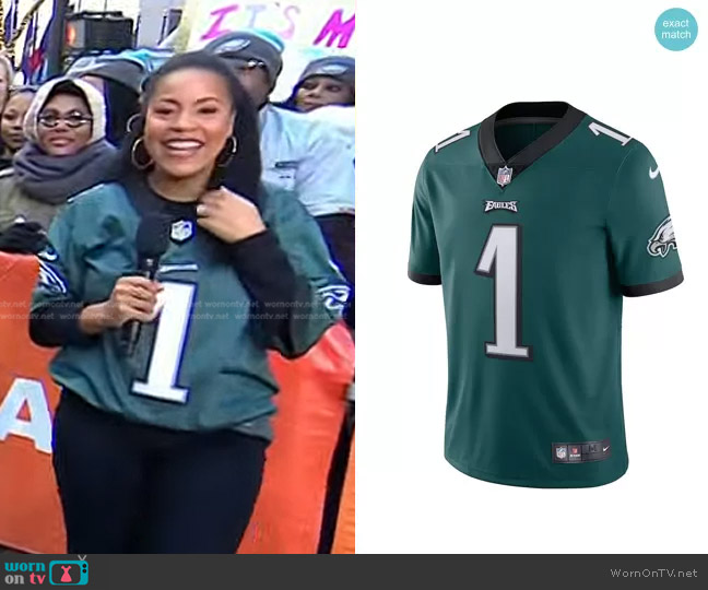 Nike Philadelphia Eagles Vapor Limited Stitched Jersey worn by Sheinelle Jones on Today