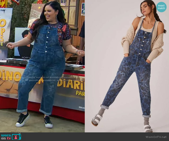 Pilcro The Painters Denim Overalls in Floral worn by Lou Hockhauser (Miranda May) on Bunkd