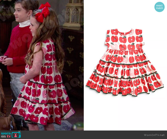 Pink Chicken Girls' Peachy Printed Dress worn by Charlotte DiMera (Oakley Rondou) on Days of our Lives