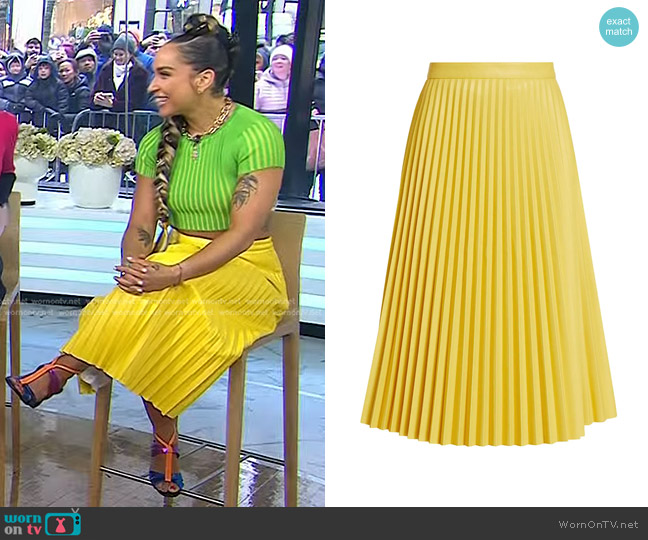 Proenza Schouler White Label Faux-Leather Pleated Midi-Skirt worn by Robin Arzon on Today