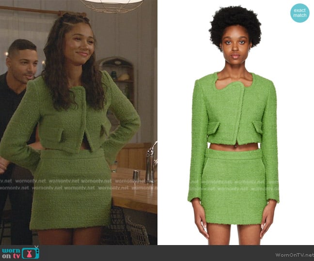 WornOnTV: Layla’s green cropped jacket on All American | Greta Onieogou ...