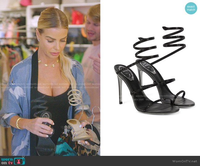 Rene Caovilla Cleo Embellished Leather Sandals worn by Alexia Echevarria (Alexia Echevarria) on The Real Housewives of Miami