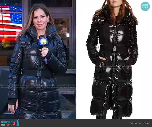 SAM. Long Noho Hooded Puffer Coat worn by Rebecca Jarvis on Good Morning America