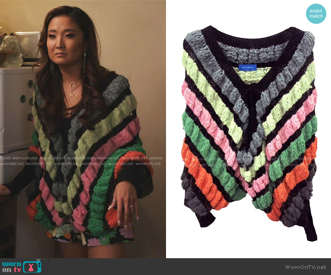 Samy Chalon Colorful Cardigan worn by Mindy Chen (Ashley Park) on Emily in Paris