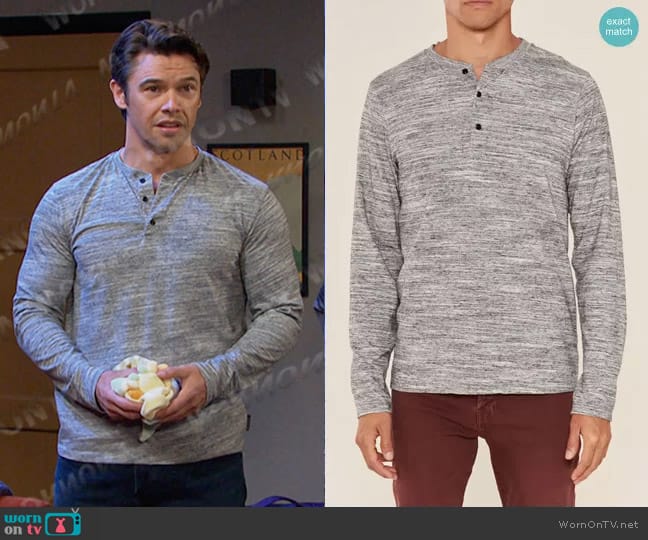 Scotch & Soda Classic Long Sleeve Grandad Henley worn by  Xander Kiriakis (Paul Telfer) on Days of our Lives