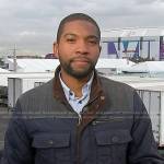 Shaquille Brewster’s navy quilted jacket on NBC News Daily