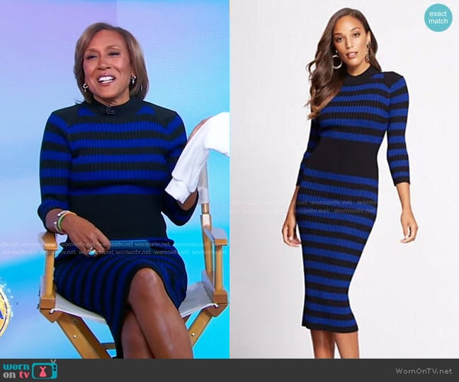 Stripe Sweater Dress - Gabrielle Union Collection by New York & Company worn by Robin Roberts on Good Morning America