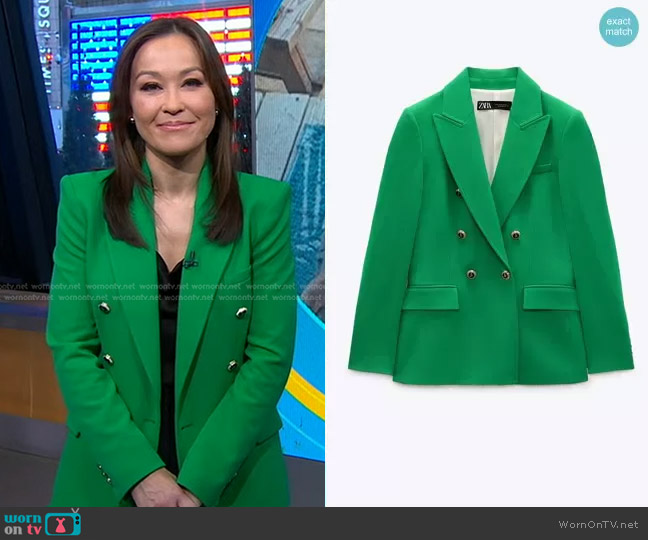 WornOnTV: Eva’s green double breasted blazer on Good Morning America ...