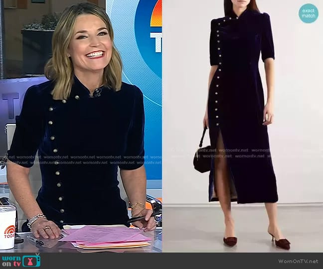 Taro Velvet Midi Dress by Saloni worn by Savannah Guthrie on Today