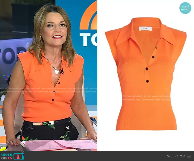 A.L.C. Taylor Rib Knit Polo Top worn by Savannah Guthrie on Today