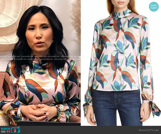 Ted Baker Corah Supernatural High Neck Blouse worn by Vicky Nguyen on Today