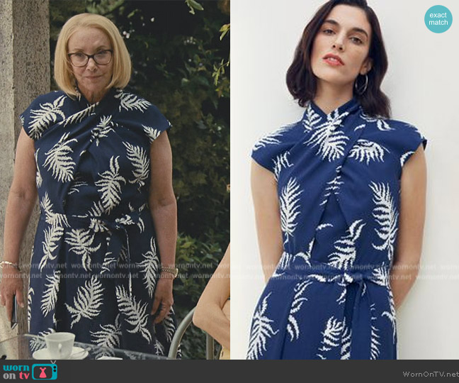 The Fold London Mirabello Fern Print Dress worn by J Smith-Cameron (J Smith-Cameron) on Succession