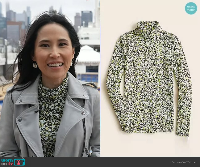 J. Crew Tissue Turtleneck in Fall Garden Floral worn by Vicky Nguyen on Today