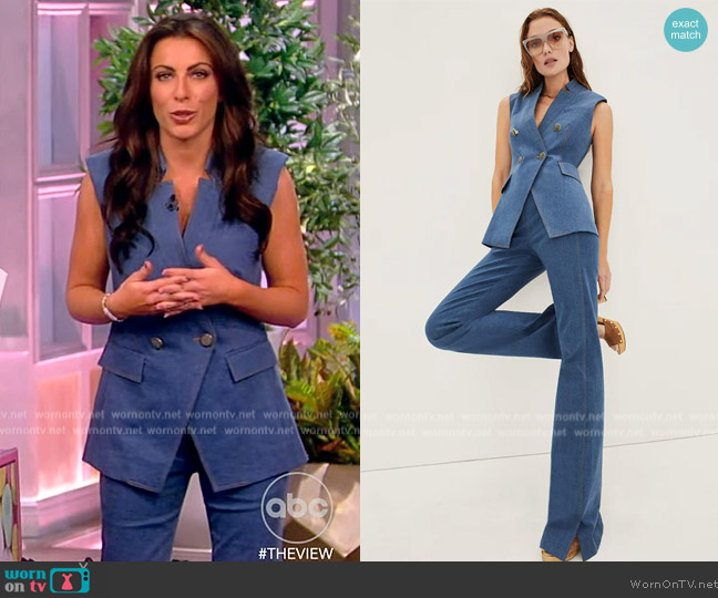 Veronica Beard Amika Tailored Denim Vest and Pants worn by Alyssa Farah Griffin on The View
