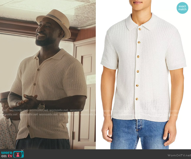 Vince Crocheted Button Front Short Sleeve Shirt worn by Philip Banks (Adrian Holmes) on Bel-Air